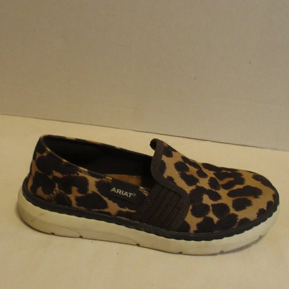 Ariat Shoes Woman Size 6.5 Brown White Black Animal Print Vacation Travel Shoes